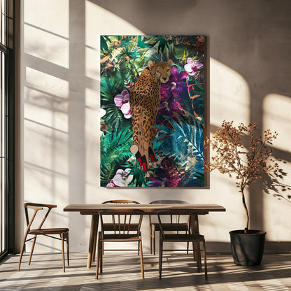 Wandkunst Tropisch Floral Dschungel - Gepard in High Heels