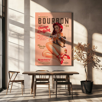 Wandkunst Babes of Bourbon Bd. 22 Vintage Pin-up Girl beim Cocktailschlürfen