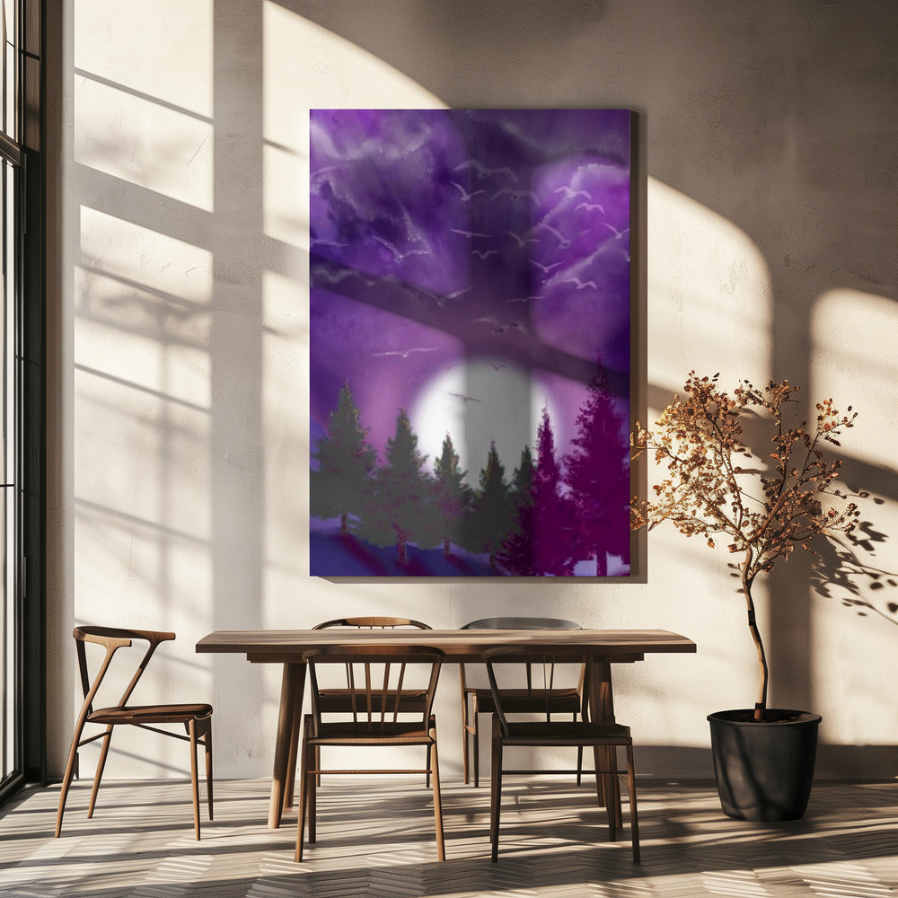 Wandbild MOND IM LILA HIMMEL Leinwandbild