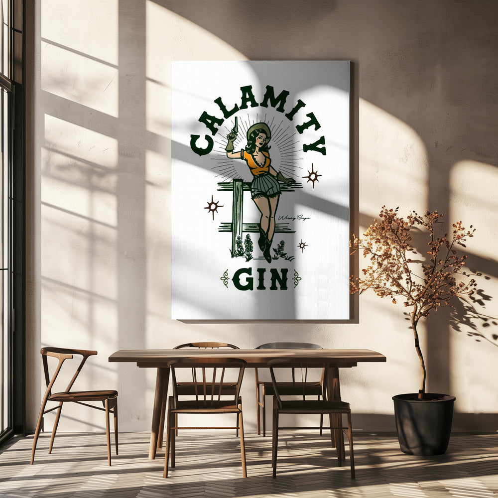 Wandbild Katastrophe Gin Lustig Retro Western Cowgirl