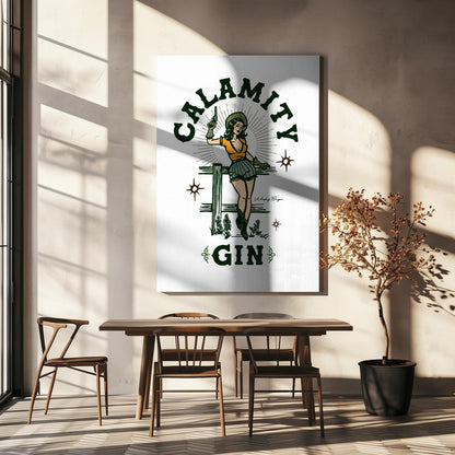 Wandbild Katastrophe Gin Lustig Retro Western Cowgirl