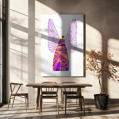 Wandbild Engel in Lila & Orange Leinwanddruck