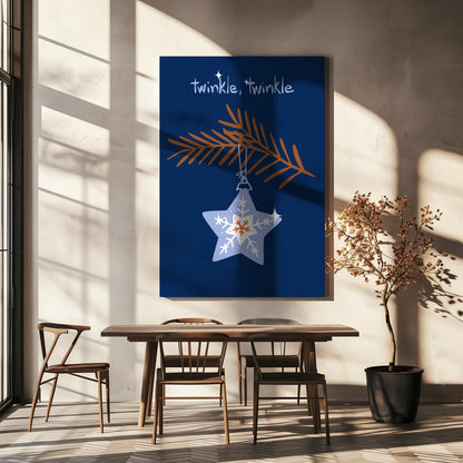 Wandbild Fröhlicher Glanz Weihnachtsstern blau Leinwandbild