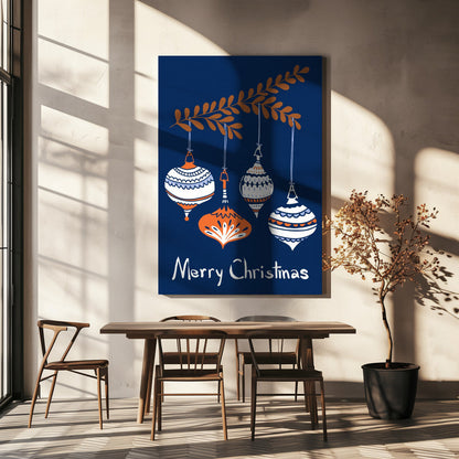 Wandbild Fröhliche kleine Weihnachtsbaumkugeln blau Leinwandbild