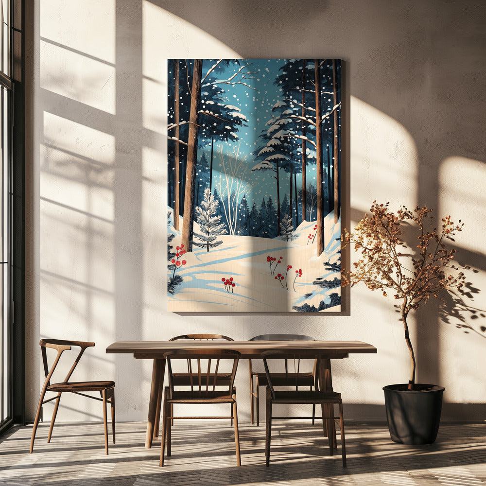 Wandbild Weihnachten Winterwald Leinwandbild