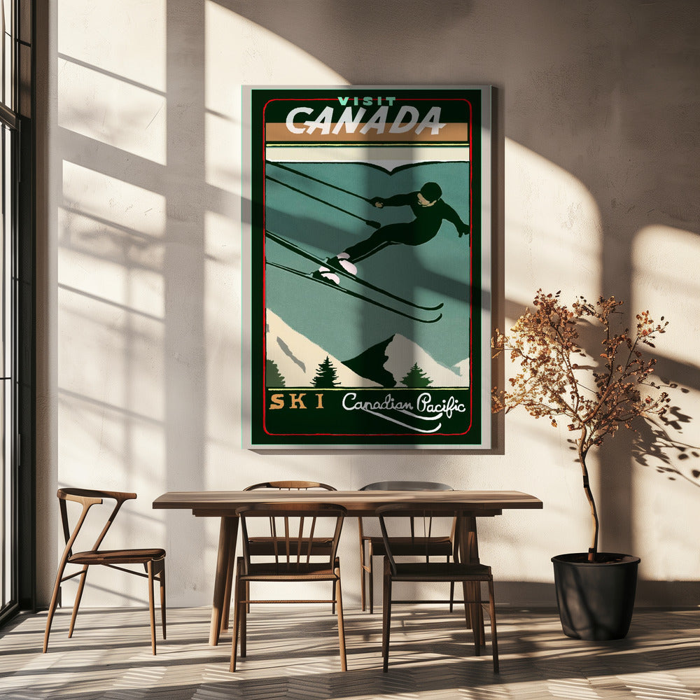 Wandkunst Wintertourismus: Vintage-Ski-Kanada-Poster
