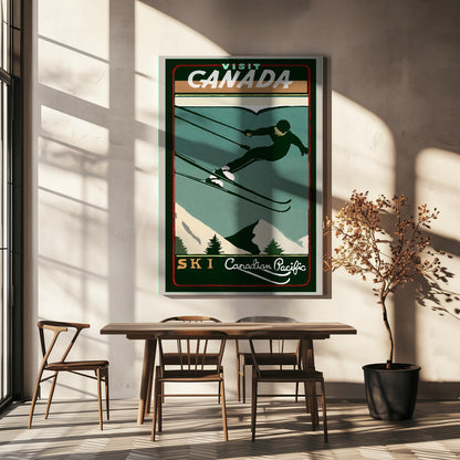 Wandkunst Wintertourismus: Vintage-Ski-Kanada-Poster