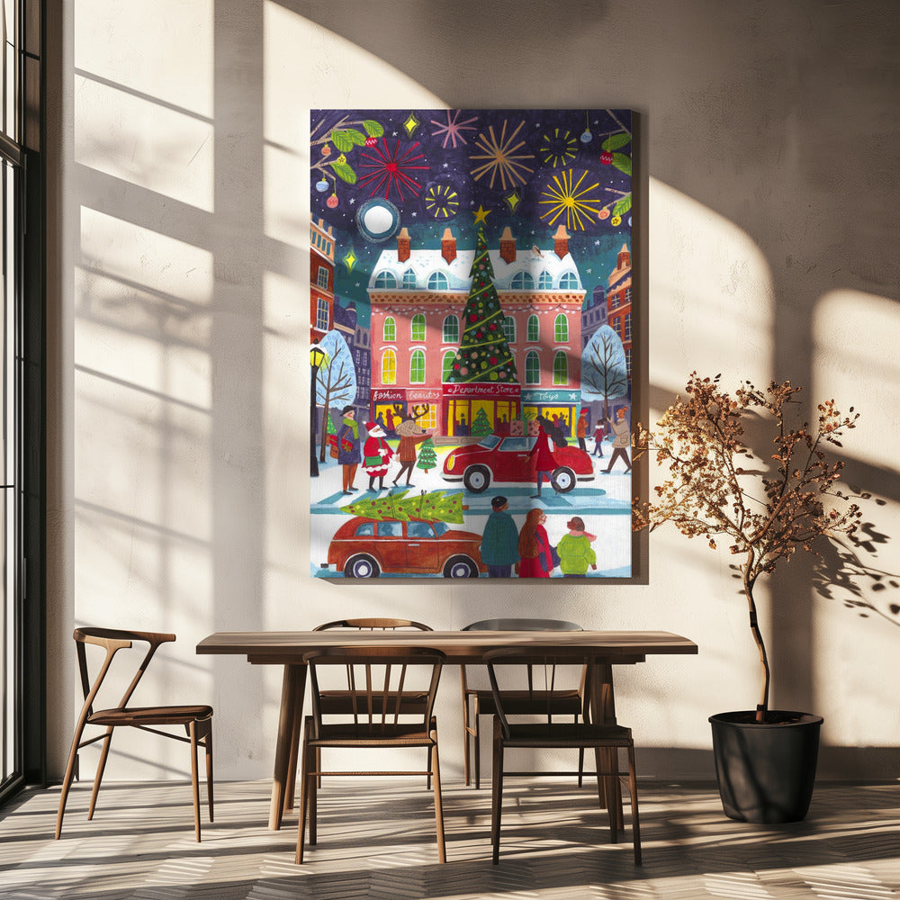 Wandbild Weihnachten in der Stadt Leinwanddruck
