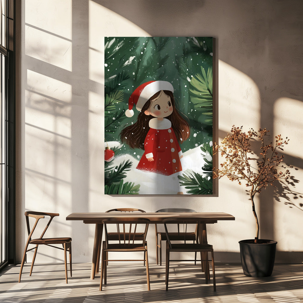 Wandbild Weihnachtsmädchen Leinwanddruck