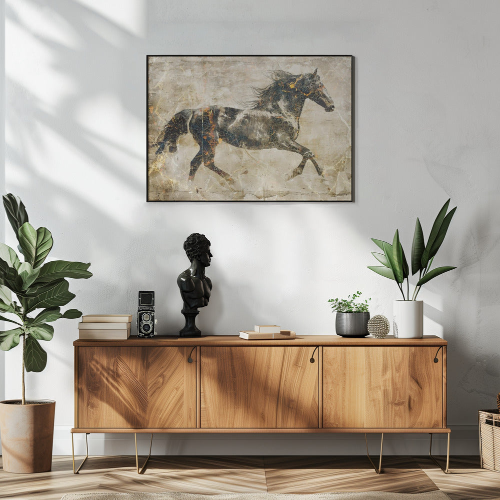 Wandbild Pferd Vintage Kunst Illustration 03