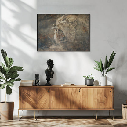 Wandbild Löwe Tier Vintage Kunst Illustration Wandkunst 09