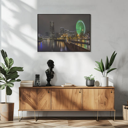 Wandkunst Schillernde Yokohama-Skyline bei Nacht