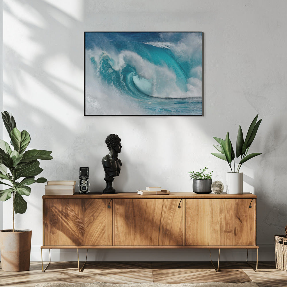 Wandkunst Wenn der Ozean zu blauem Feuer wird Leinwandbild