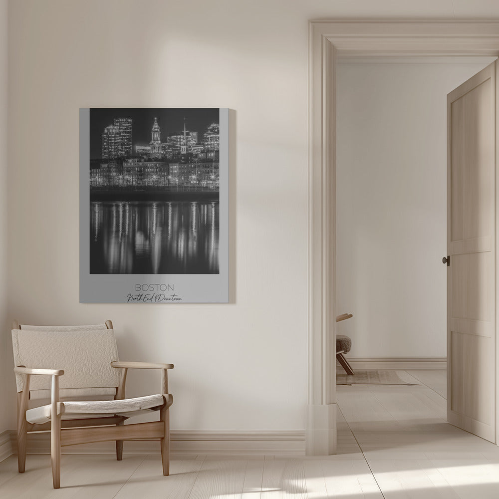 Wandbild BOSTON Abendliche Skyline von North End