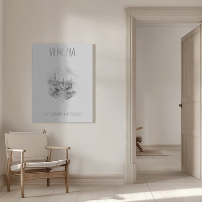 Wandbild Koordinaten VENEDIG Canal Grande | monochrome Aquarell