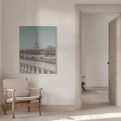 Wandbild PARIS Eiffelturm & Seine | urbaner Vintage-Stil