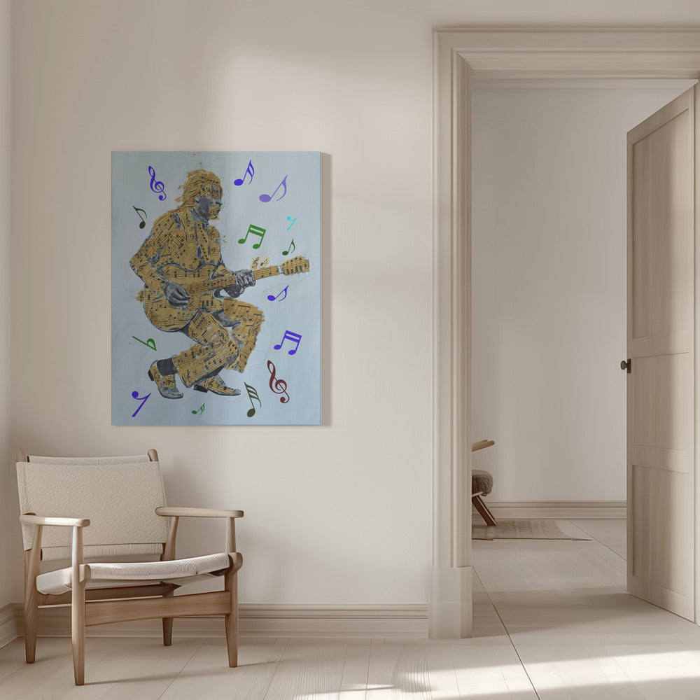 Wandbild Gitarrist Noten Leinwanddruck