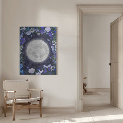 Wandbild Mitternacht auf der Wiese Blau Original