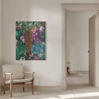 Wandkunst Tropisch Floral Dschungel - Gepard in High Heels