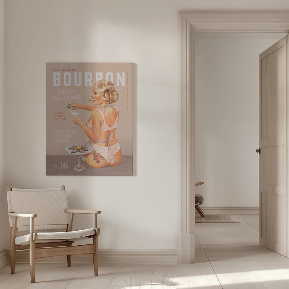 Wandkunst Babes of Bourbon Bd. 16 Vintage Wodka Martini Pin-up-Girl