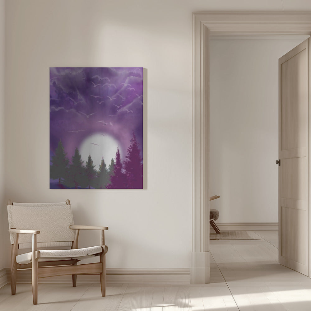 Wandbild MOND IM LILA HIMMEL Leinwandbild