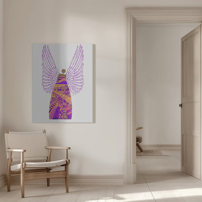 Wandbild Engel in Lila & Orange Leinwanddruck