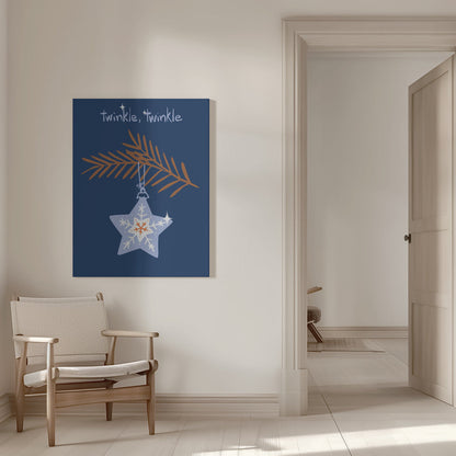 Wandbild Fröhlicher Glanz Weihnachtsstern blau Leinwandbild