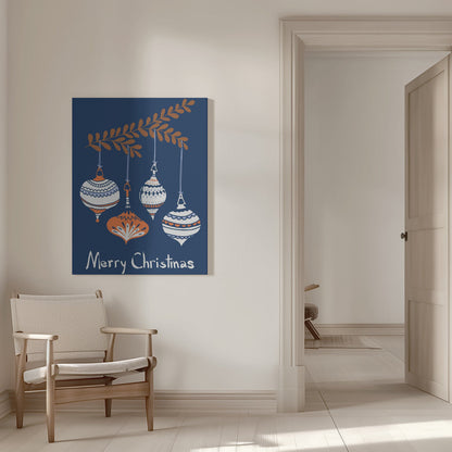 Wandbild Fröhliche kleine Weihnachtsbaumkugeln blau Leinwandbild