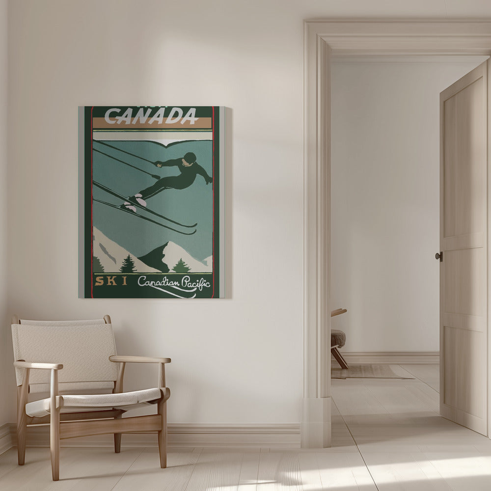 Wandkunst Wintertourismus: Vintage-Ski-Kanada-Poster