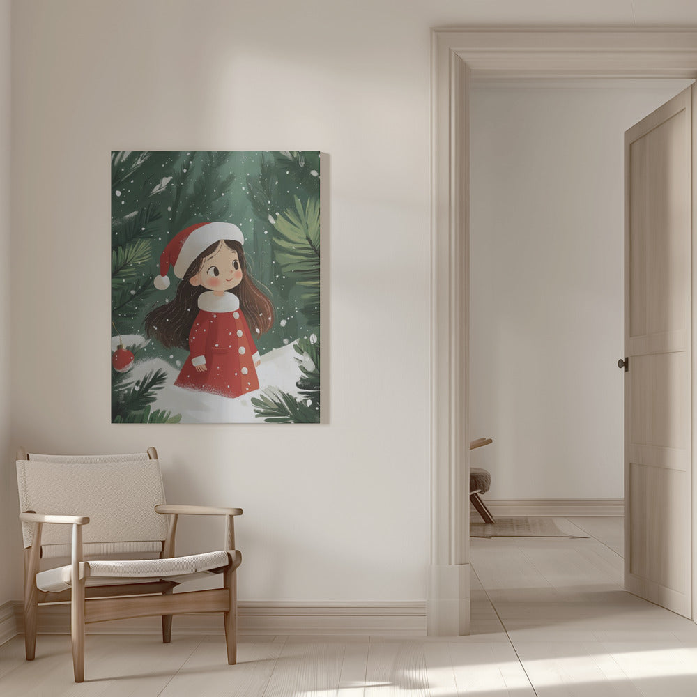 Wandbild Weihnachtsmädchen Leinwanddruck