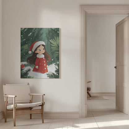 Wandbild Weihnachtsmädchen Leinwanddruck