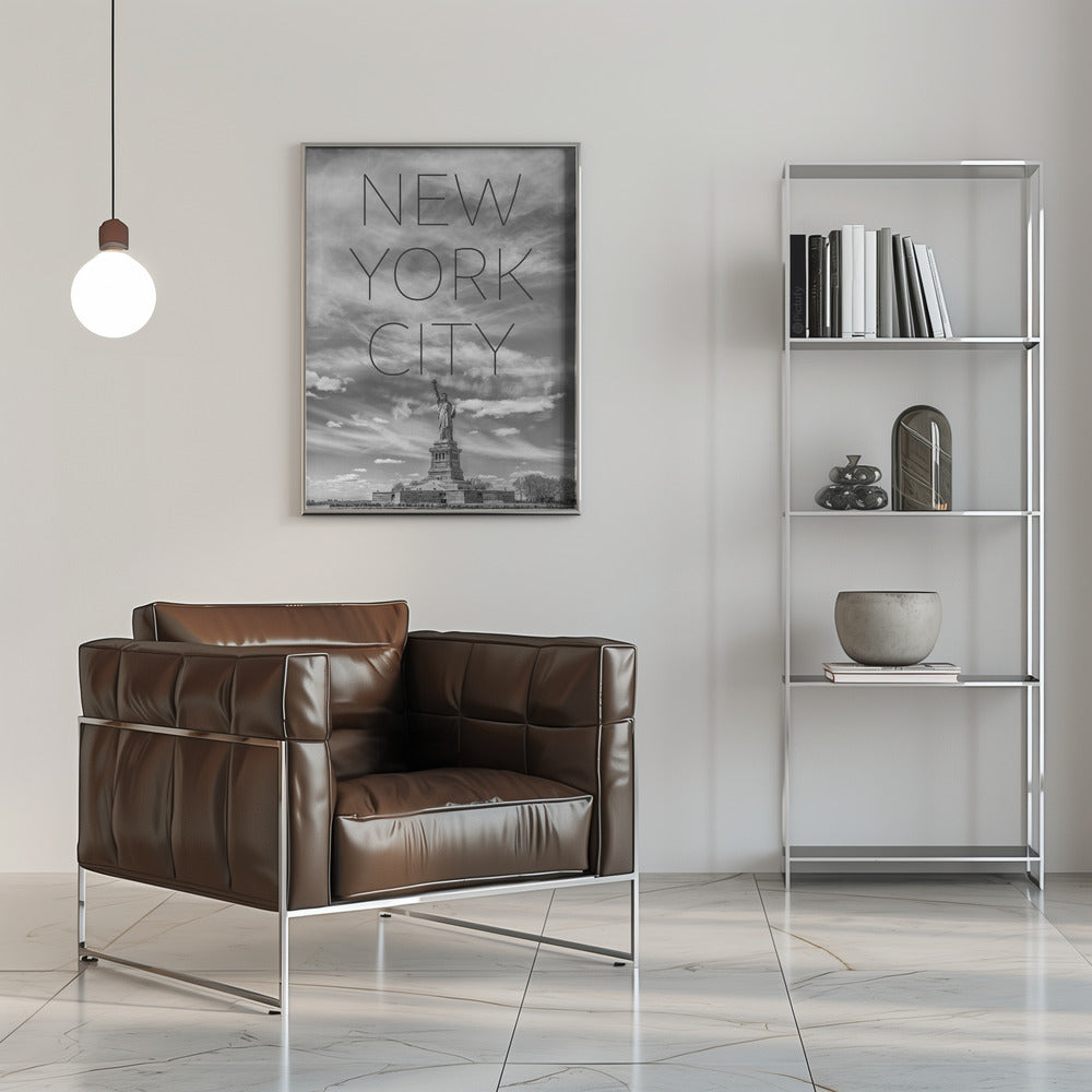 Wandbild NYC Freiheitsstatue | Text Skyline