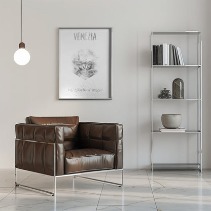 Wandbild Koordinaten VENEDIG Canal Grande | monochrome Aquarell