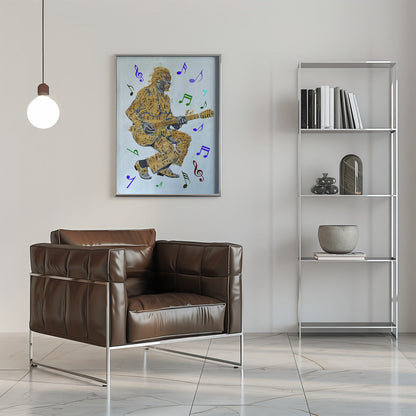 Wandbild Gitarrist Noten Leinwanddruck