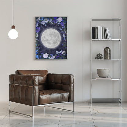 Wandbild Mitternacht auf der Wiese Blau Original