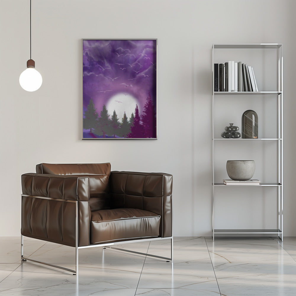Wandbild MOND IM LILA HIMMEL Leinwandbild