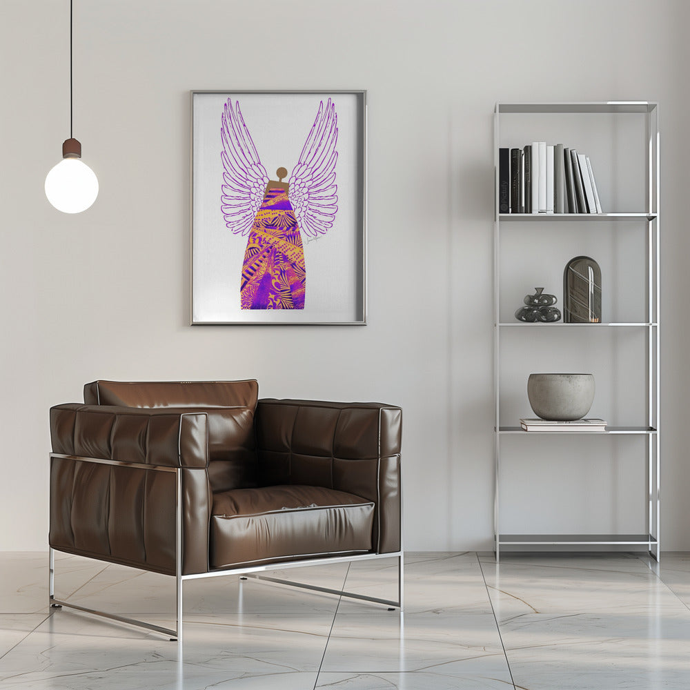 Wandbild Engel in Lila & Orange Leinwanddruck