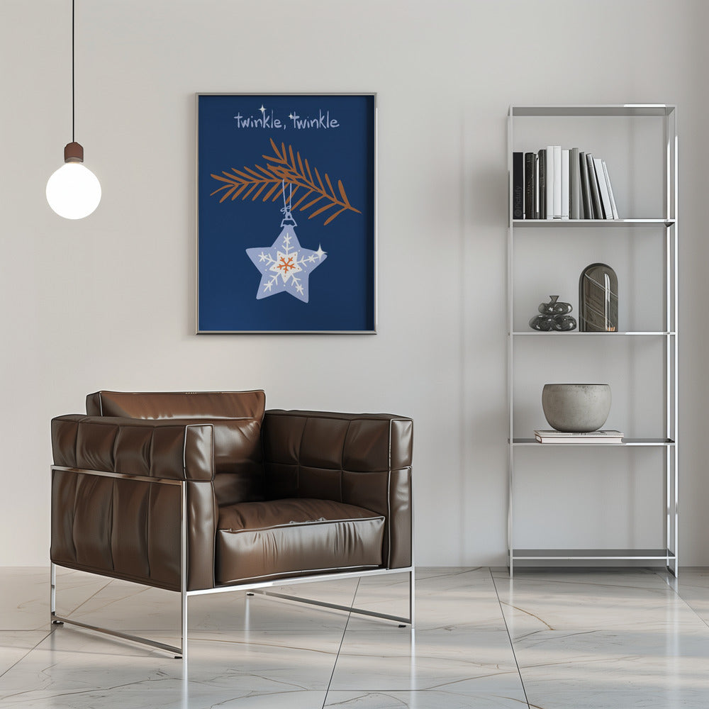 Wandbild Fröhlicher Glanz Weihnachtsstern blau Leinwandbild