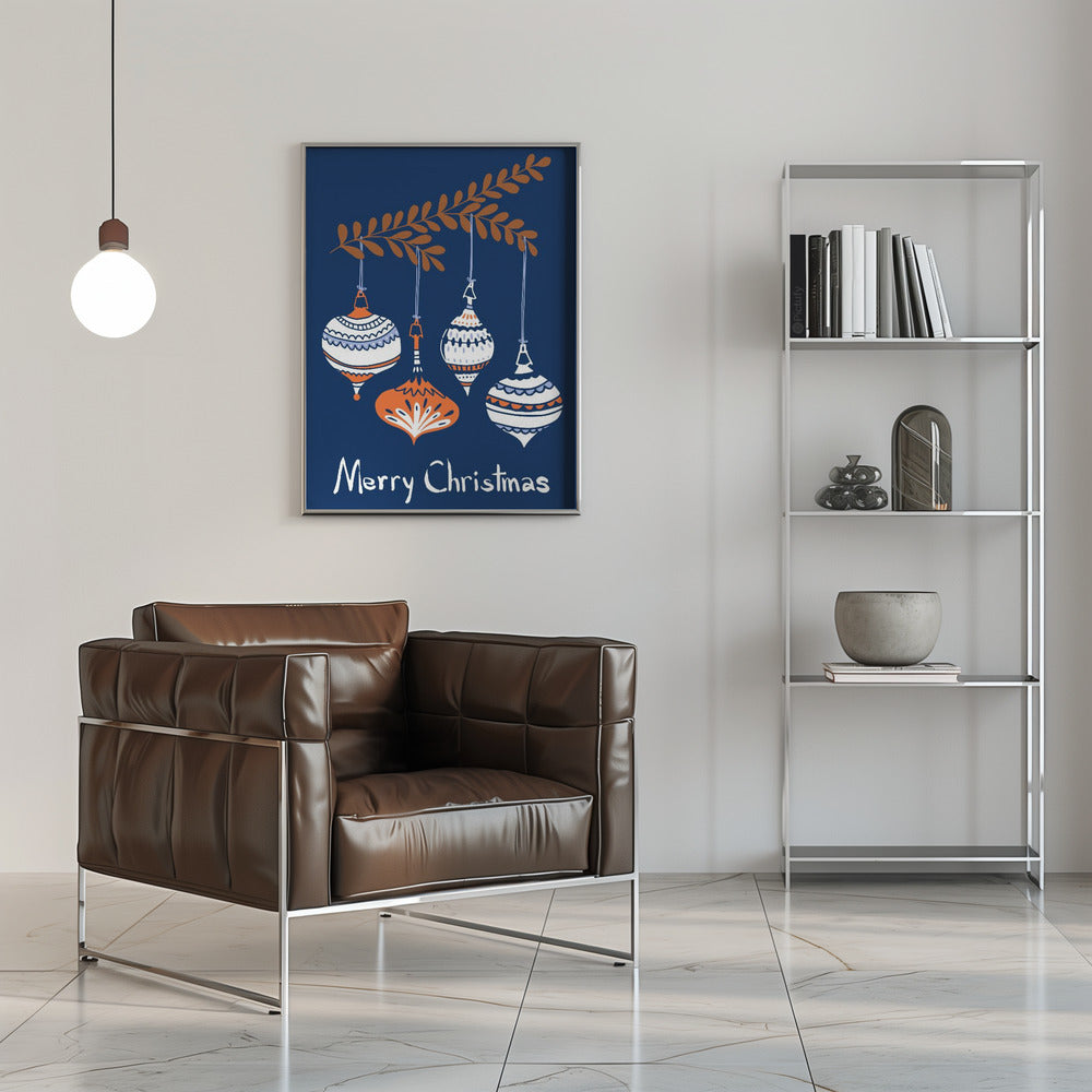 Wandbild Fröhliche kleine Weihnachtsbaumkugeln blau Leinwandbild