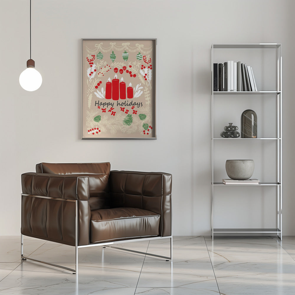 Wandbilder fröhliche Feiertage – Volkskunst Illustration Leinwandbild