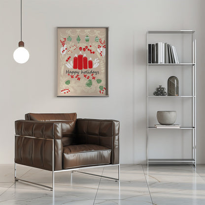 Wandbilder fröhliche Feiertage – Volkskunst Illustration Leinwandbild