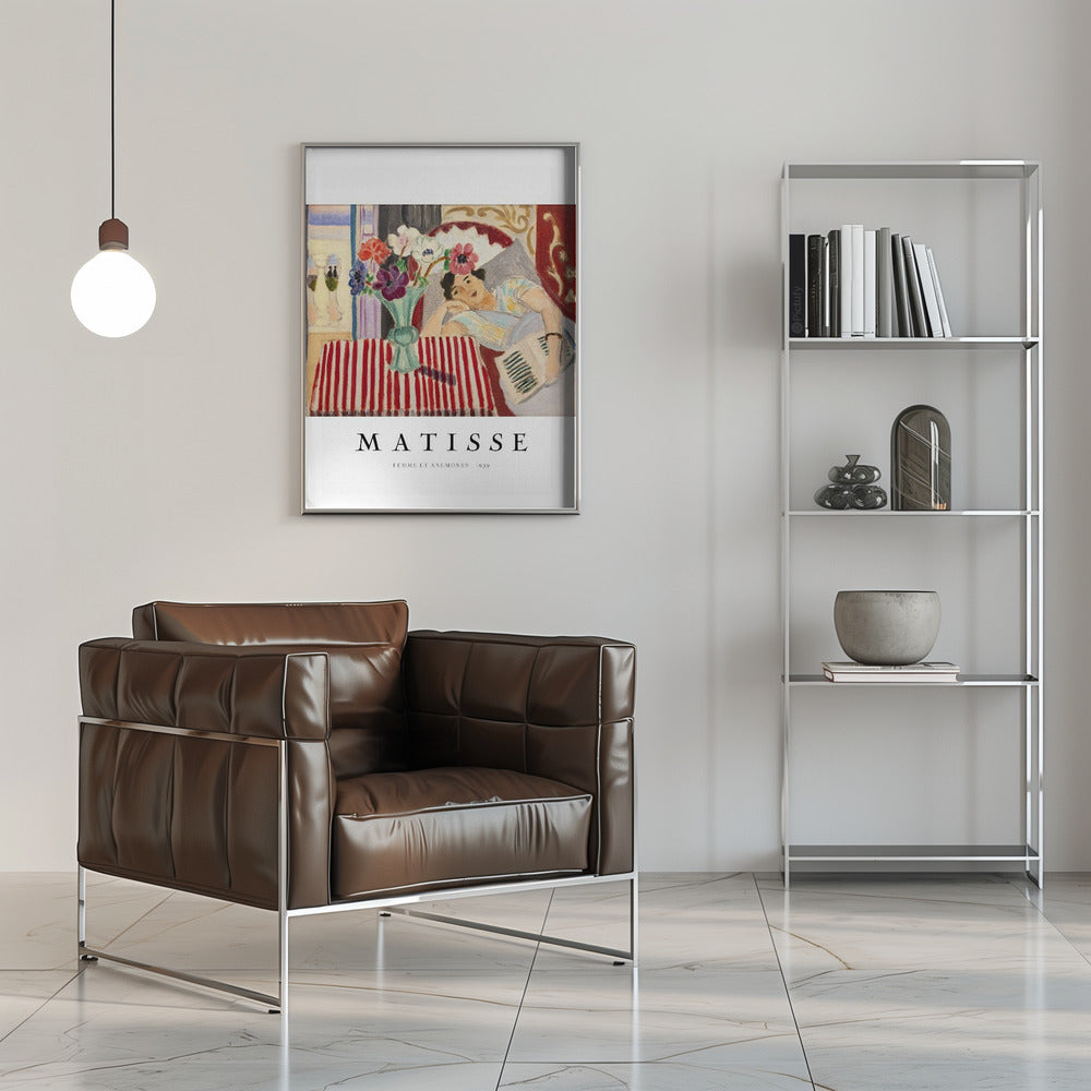 Wandbild Frau und Anemonen