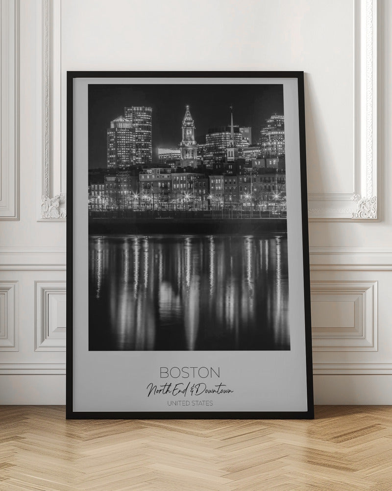 Wandbild BOSTON Abendliche Skyline von North End