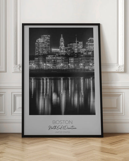 Wandbild BOSTON Abendliche Skyline von North End
