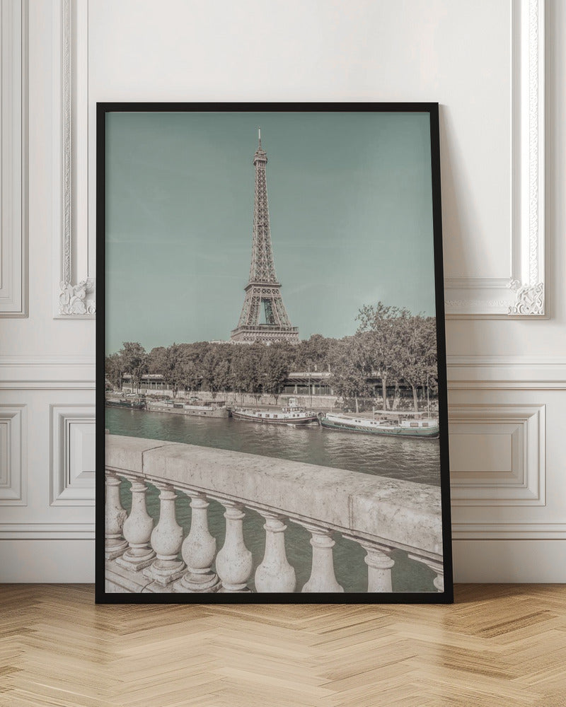 Wandbild PARIS Eiffelturm & Seine | urbaner Vintage-Stil