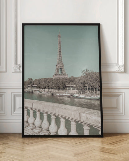 Wandbild PARIS Eiffelturm & Seine | urbaner Vintage-Stil