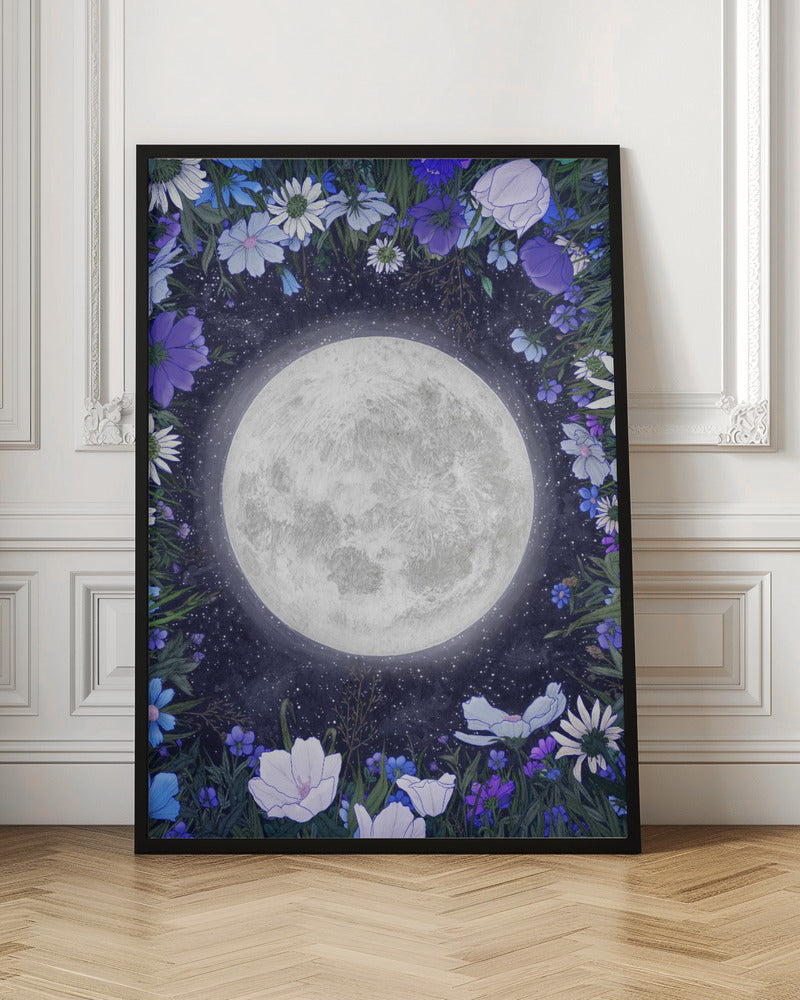 Wandbild Mitternacht auf der Wiese Blau Original