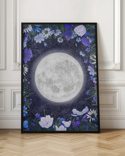 Wandbild Mitternacht auf der Wiese Blau Original