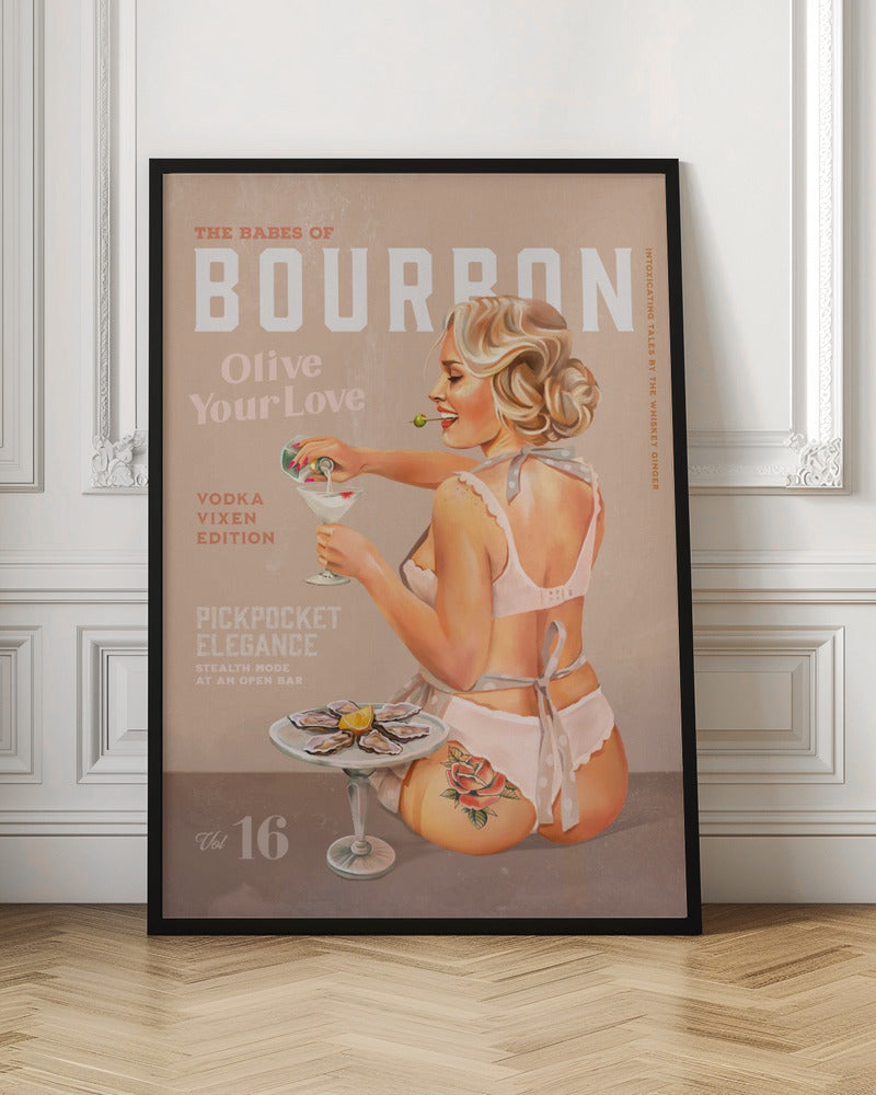 Wandkunst Babes of Bourbon Bd. 16 Vintage Wodka Martini Pin-up-Girl