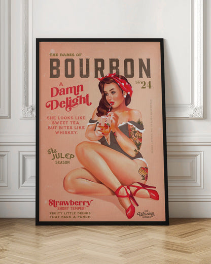 Wandkunst Babes of Bourbon Bd. 22 Vintage Pin-up Girl beim Cocktailschlürfen
